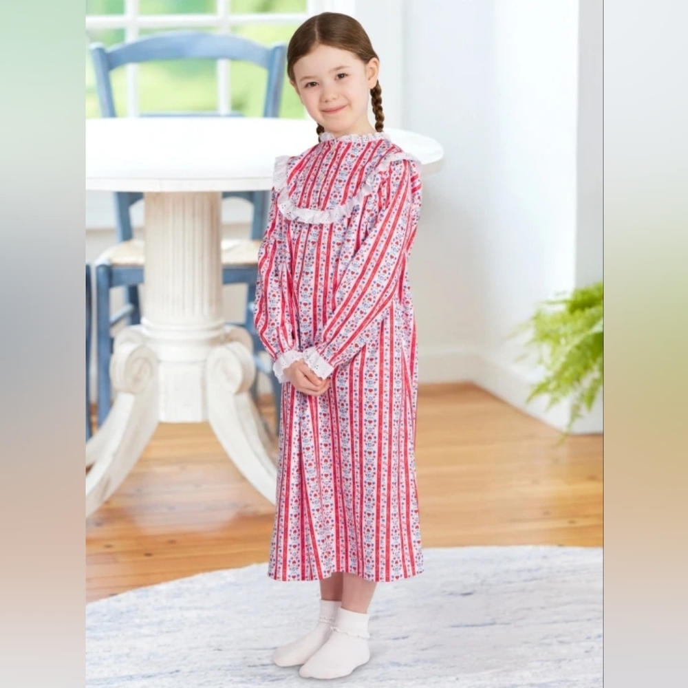 Lanz Of Salzburg Tyrolean Nightgown‎ Girls Sz 6-6x Sleepwear Red Cottage Country